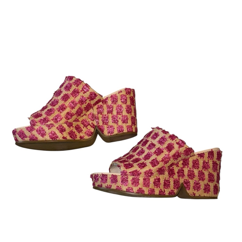 Cecelia New York Frost Platform Wedge Slide Sandals in Pink Pom - 9 - Picture 10 of 15